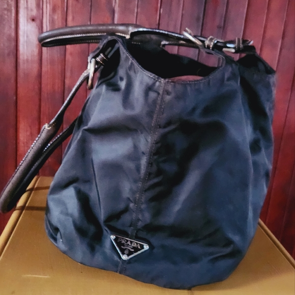 Prada Black Nylon Satchel Style Handmade Vintage Circa 90's - Picture 2 of 10